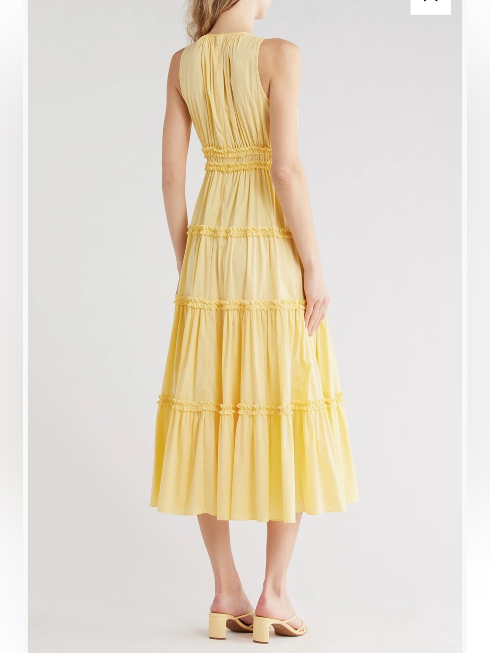 cinq a sept Yellow Tiered Ruffle Midi Dress size 0 - Picture 2 of 7